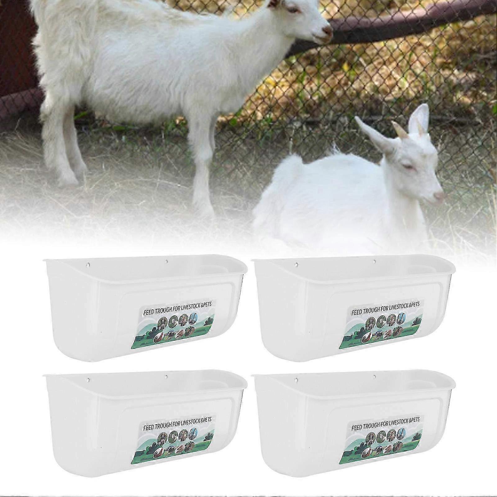 4pcs Large Chicken Feeder Troughs with Clips - Hanging Feeders for Goats, Ducks, Geese & Livestock Watering & Feeding Container, White
