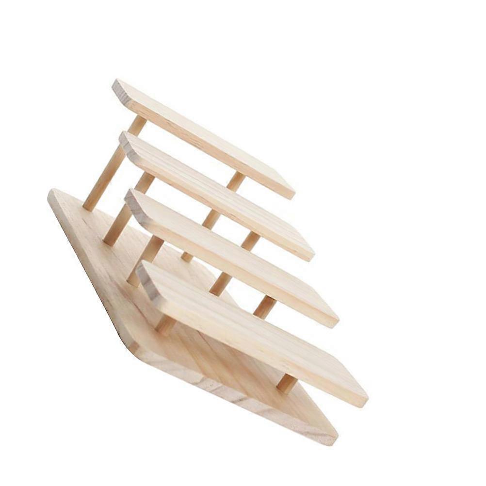 Rosy Glasses Display Rack for Eyewear and Jewelry Storage Made of Durable Wood Blends with Any Room Decor Four Tiered