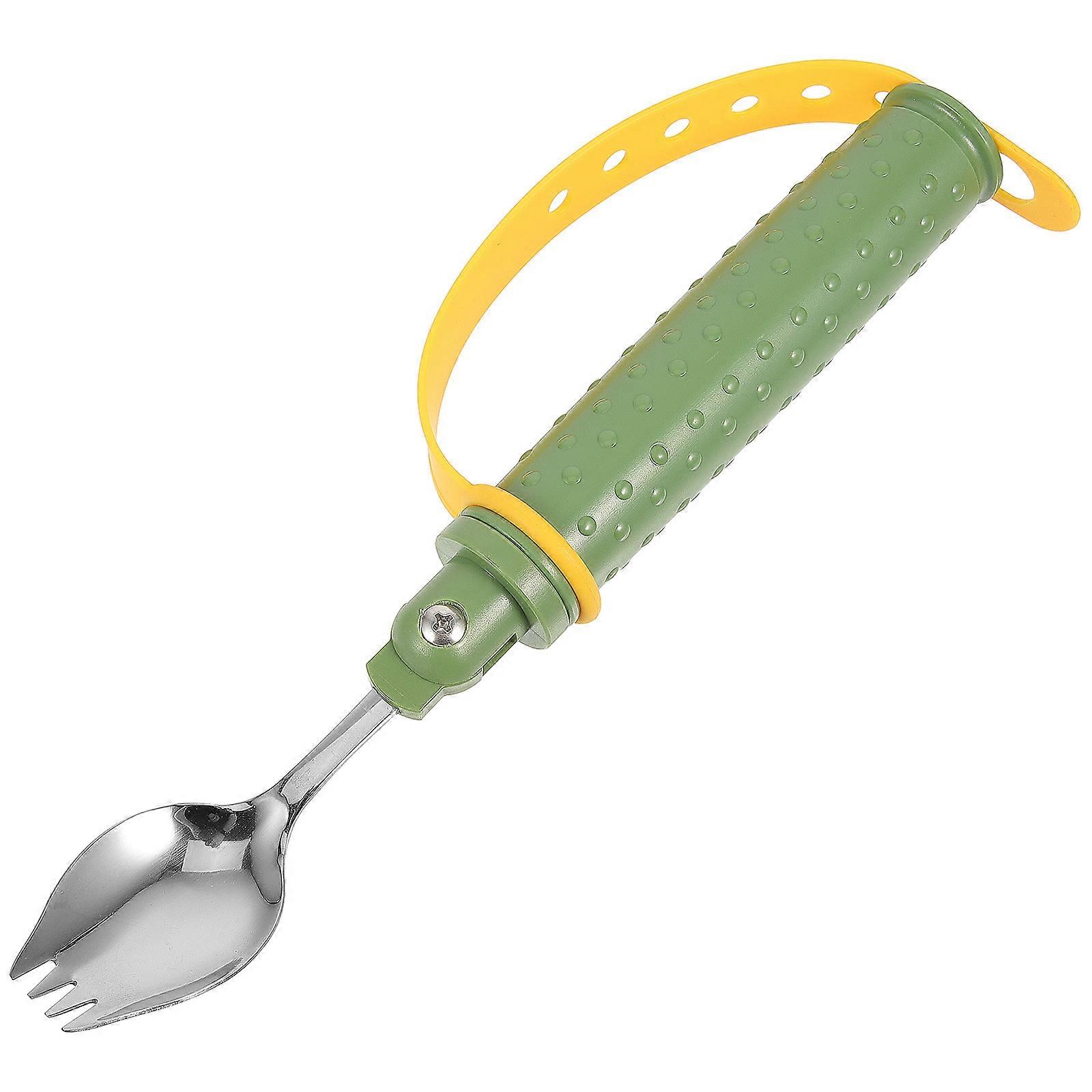 Adaptive Silverware Disabled Spoon Durable Easy to Clean Bent Head Wide Handle Practical Design for Patients with Hand Shaking 25x3x3cm 1Pack
