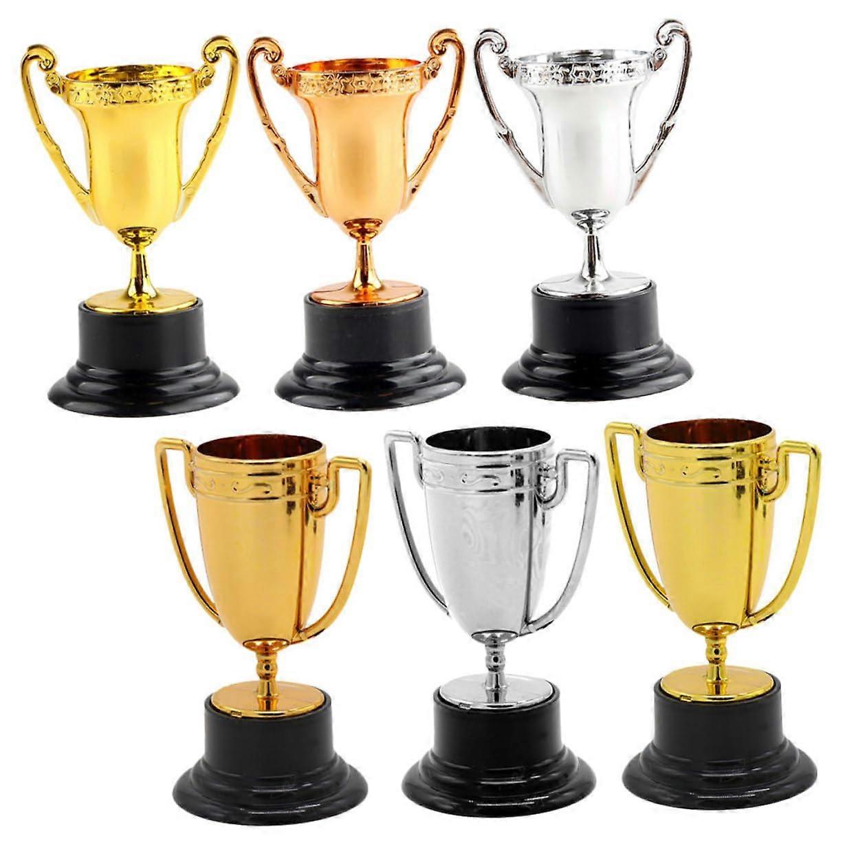 Trophy Toy Pad Large Inflatable Trophy Set with Golden Trophy, Mini Trophies, and Swimming Pool Medals - Pack of 6
