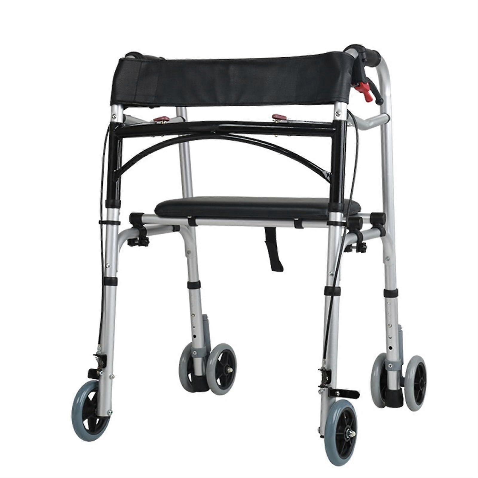 Universal Walker Seat with Adjustable Handle, Steel Rollator for Seniors and Disabled Mobility, Vertical Walking Aid