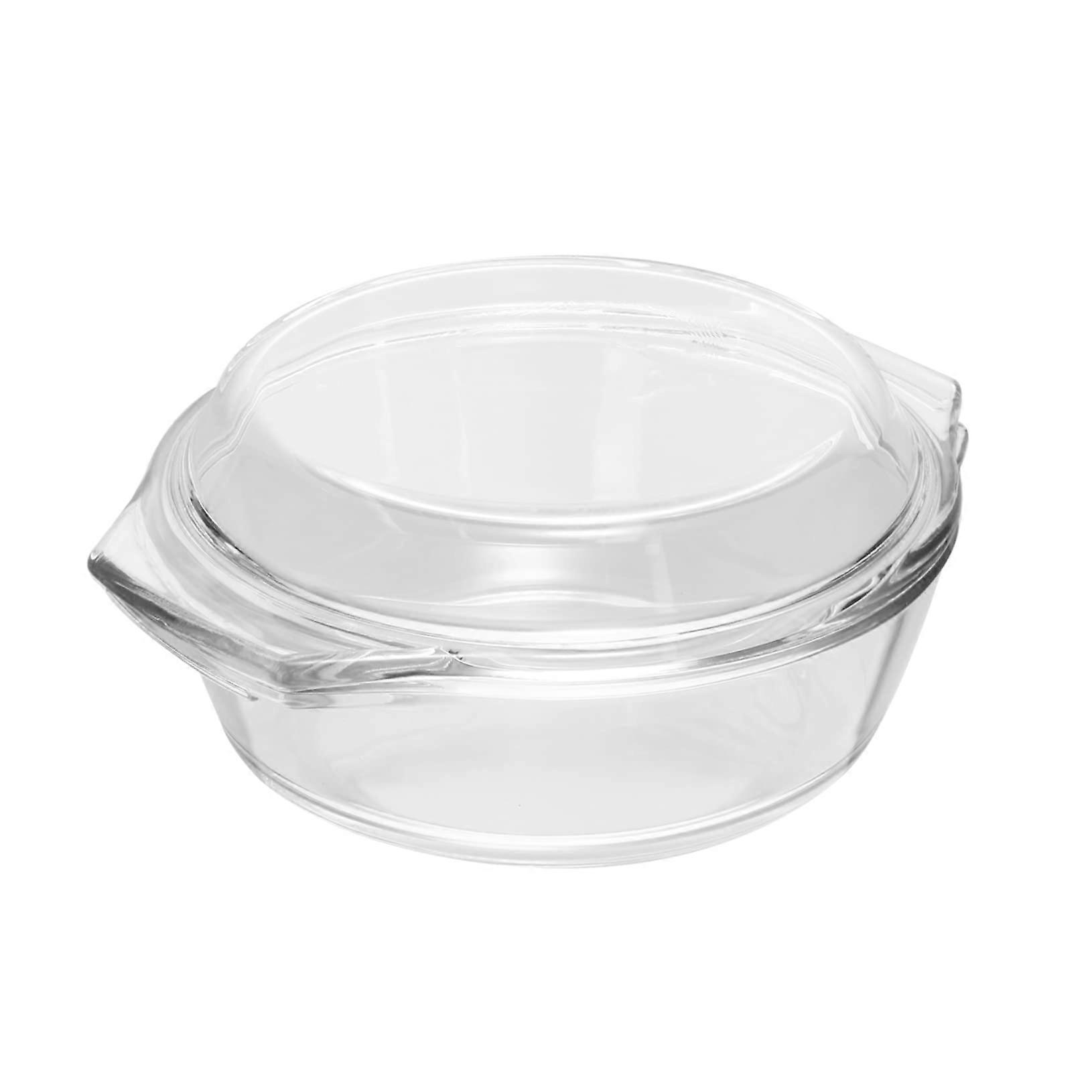 1 x Large Transparent Glass Bowl with Lid, HeatResistant for Soups and Casseroles, Microwave and Oven Safe, Versatile Serving Bowl