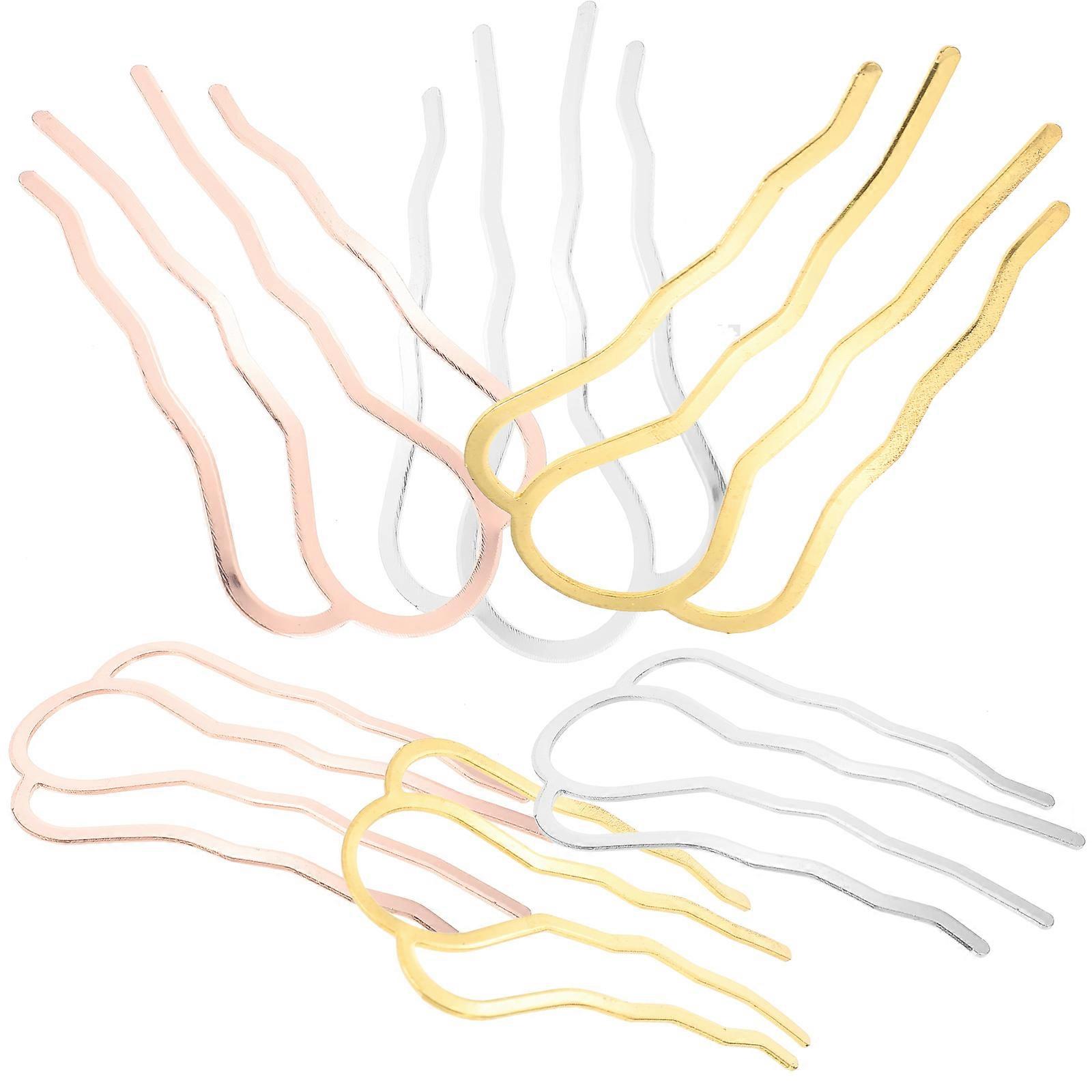 6pcs Metal Waved Hair Fork Clips for Women – Durable Hair Sticks with Unique Wave Design for Styling Buns, Updos, and Chignons