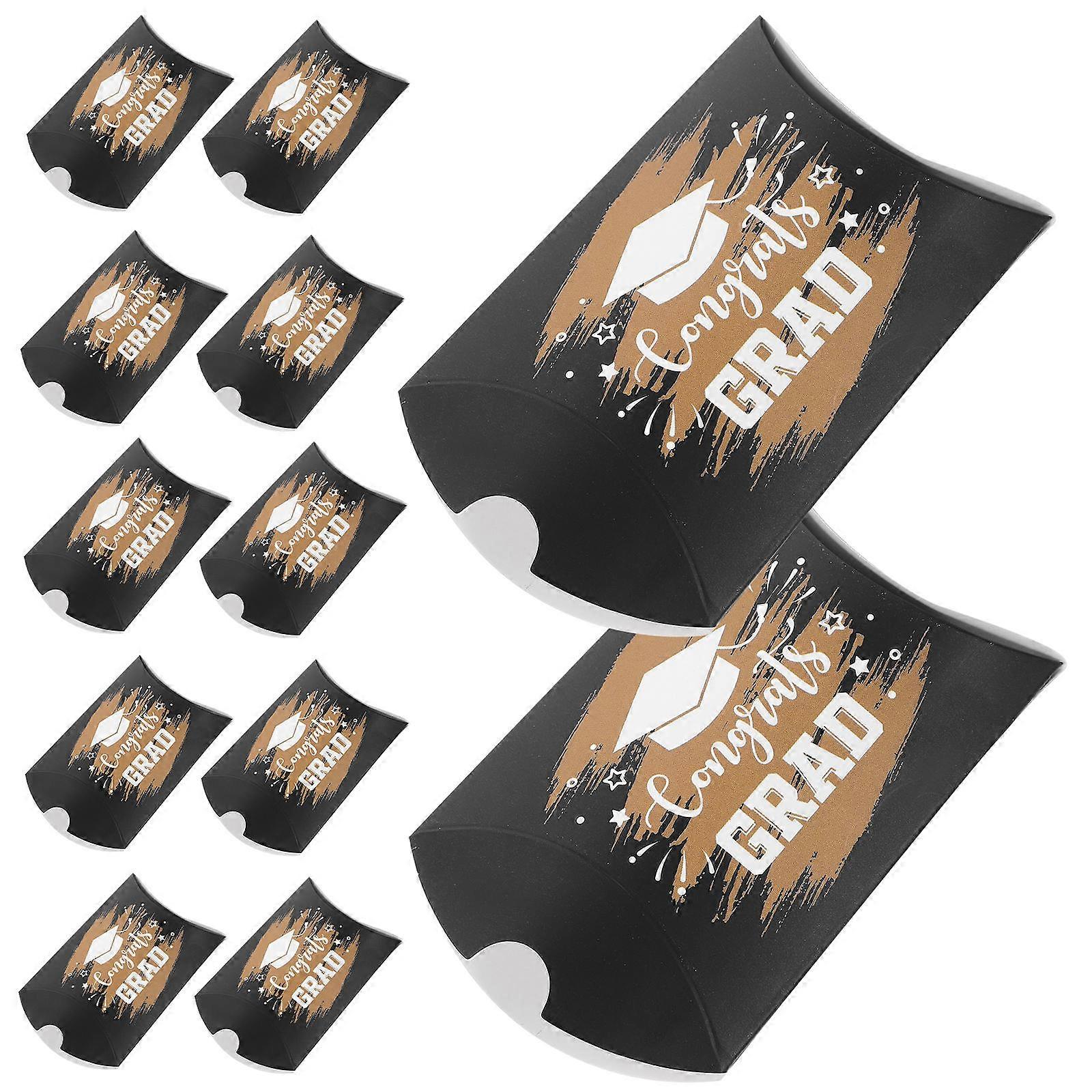 Graduation Candy Wrapping Box Pillow Shaped for Candy Storage 50Pcs Orange