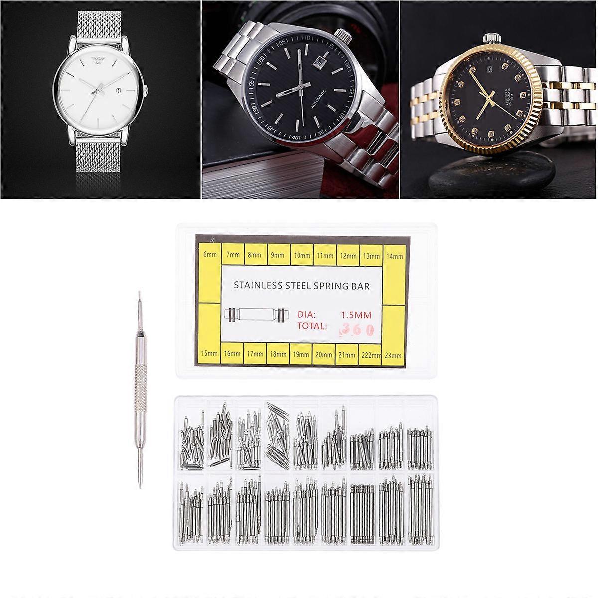 Watch Band Replacement Tool Kit Set 360Pcs With Stainless Steel Links For Repair And Connection Of Watch Straps In Various Sizes