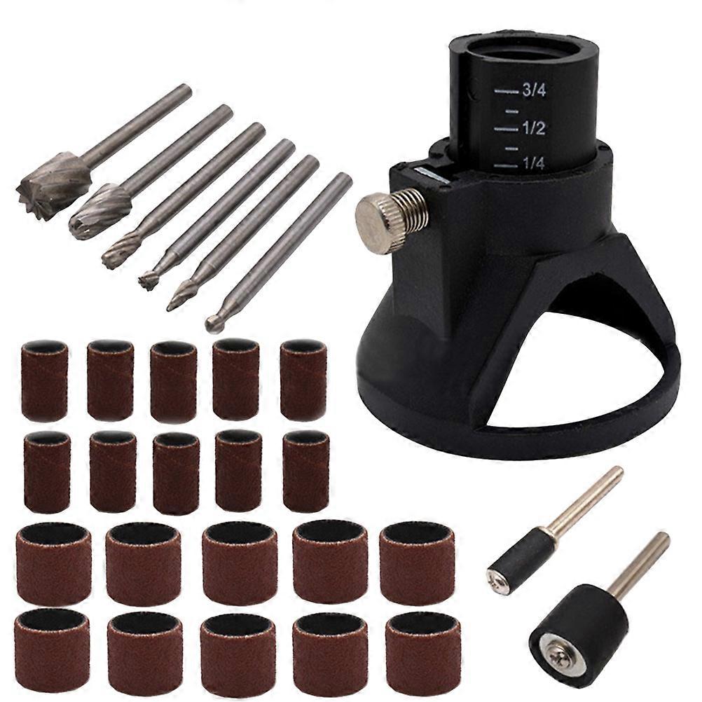 Rotary Tool Kit with Positioner Locator Sanding Bands and Steel Burrs for Electric Grinder 29Pcs Assorted Color