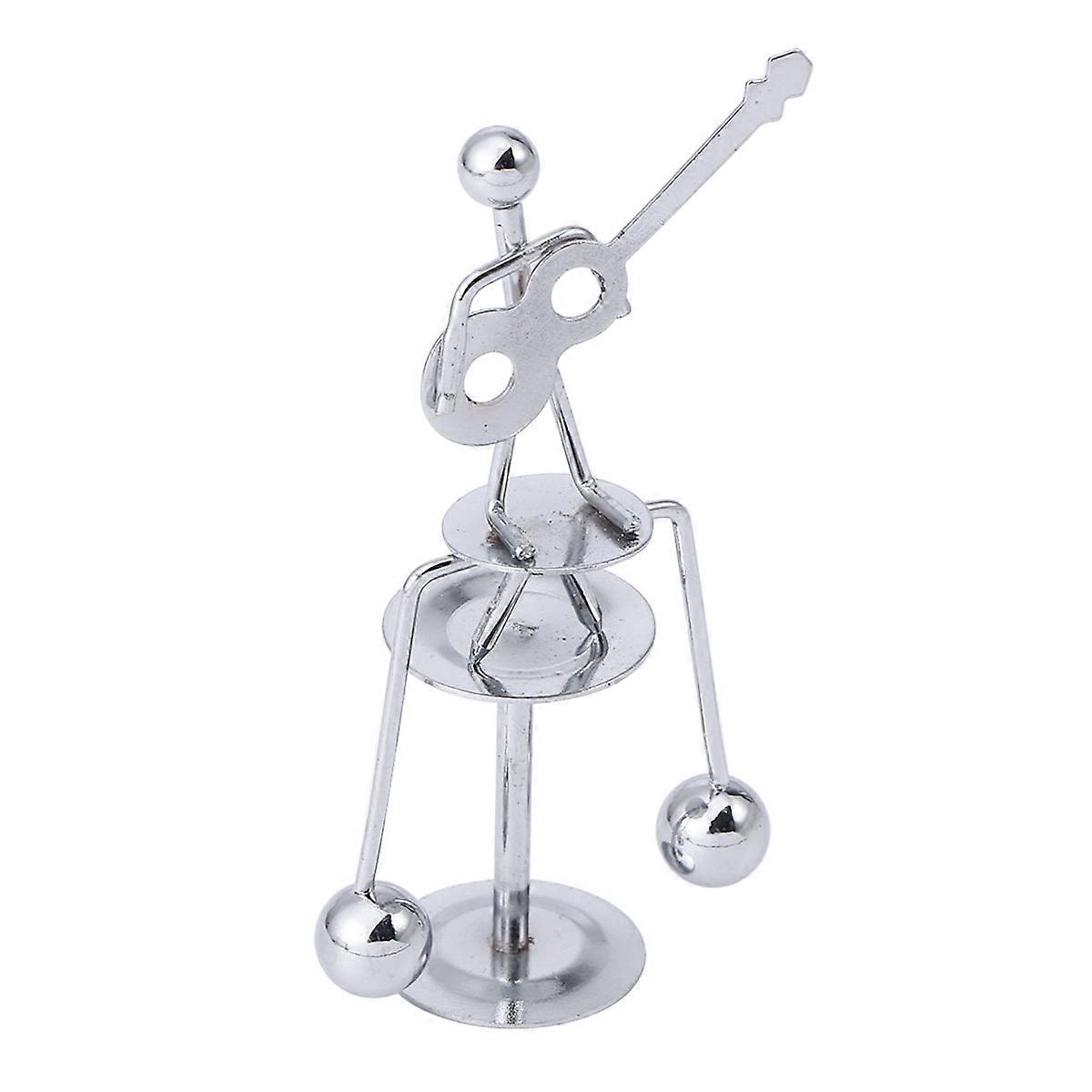 Silver Metal Dynamic Balancing Toy with Iron Figurine for Desktop Decoration and Science Enthusiasts 3.5 x 2.75 x 0.5 inches