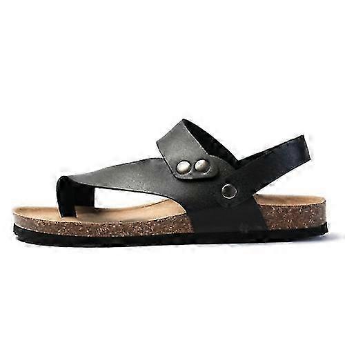 Leather sandals for men summer flip flops cork sole