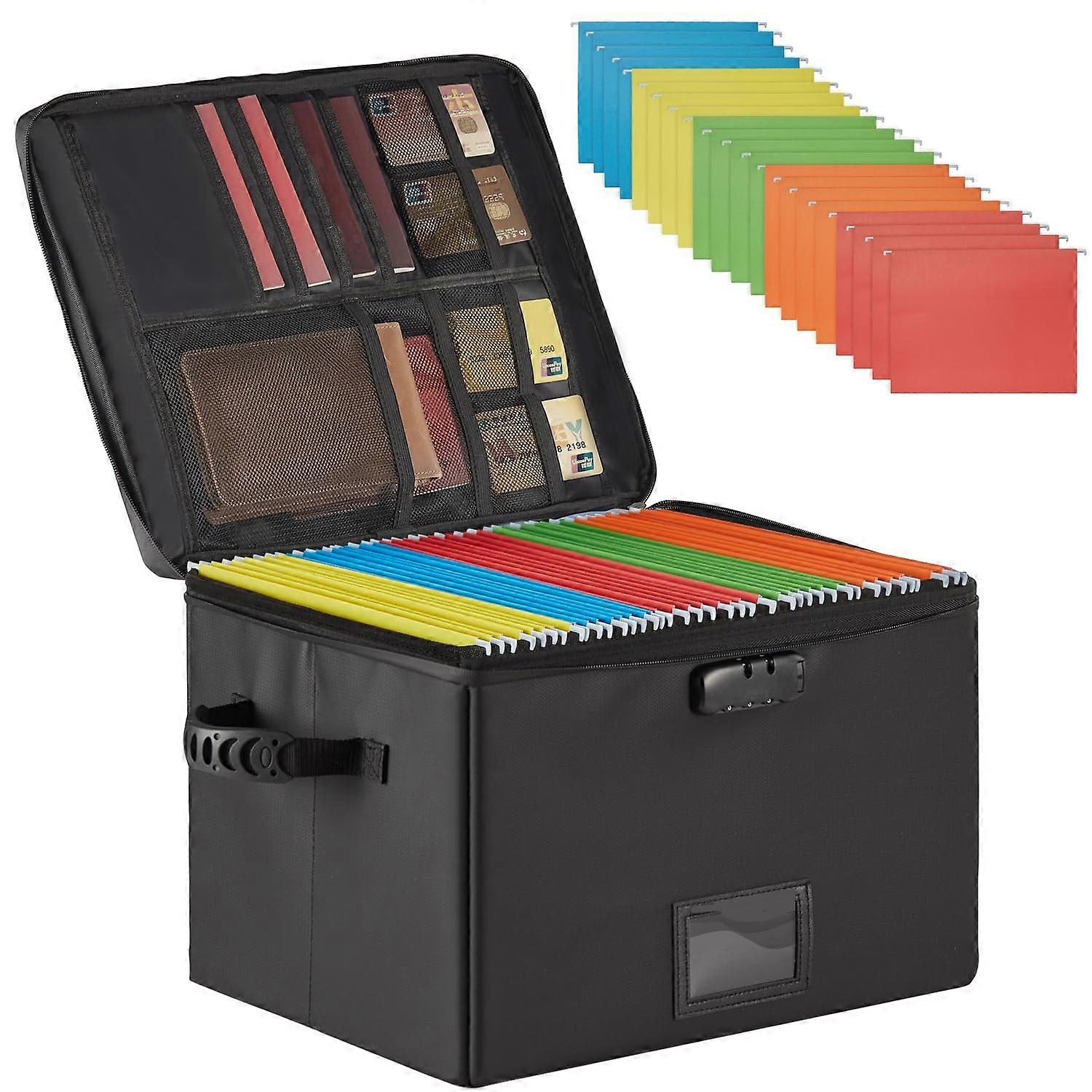 Fireproof Document Box with Lock, Foldable Storage, Portable for Home, Office, Pink