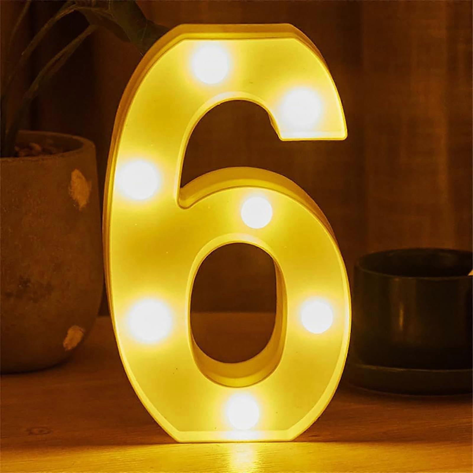 LED Numbers and Letters for Decoration, Waterproof Lights with One-Button Switch, 6 x 22 cm for Birthdays and Weddings