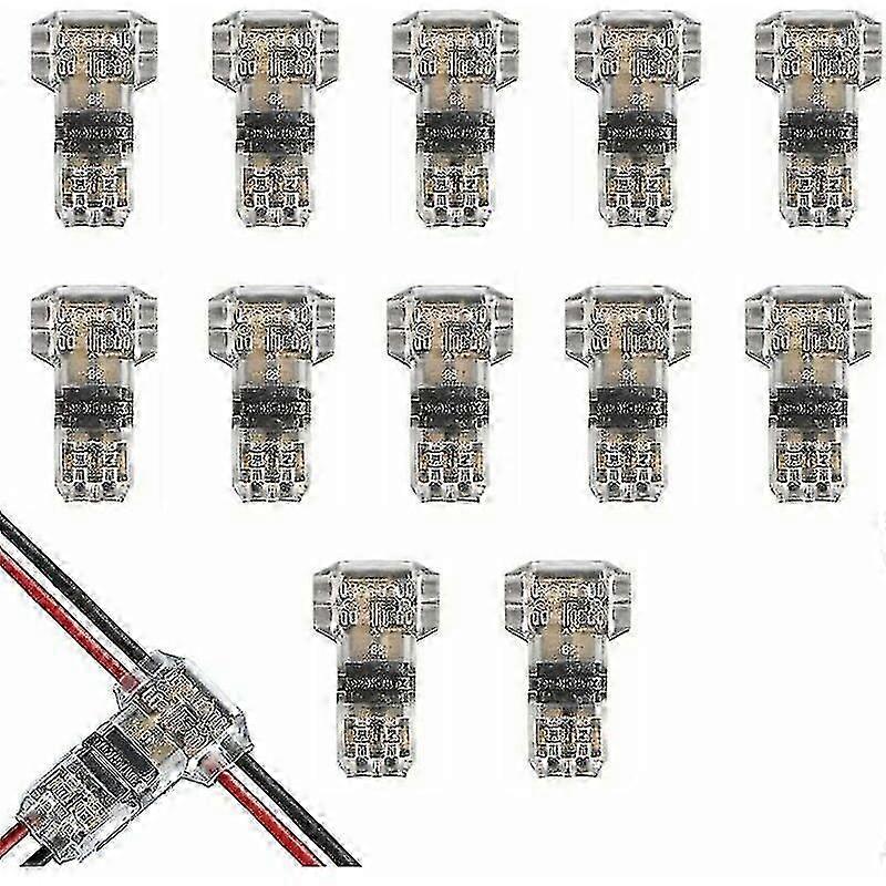 2025 12pcs T-cable Connectors, 12v Waterproof 2-pin Electrical Wire Connector Low Voltage Connector For Temporary Power Connection / Audio / Video / L