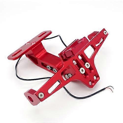 Adjustable aluminum license plate holder for Kymco Xciting scooter, with LED light, standard size C.