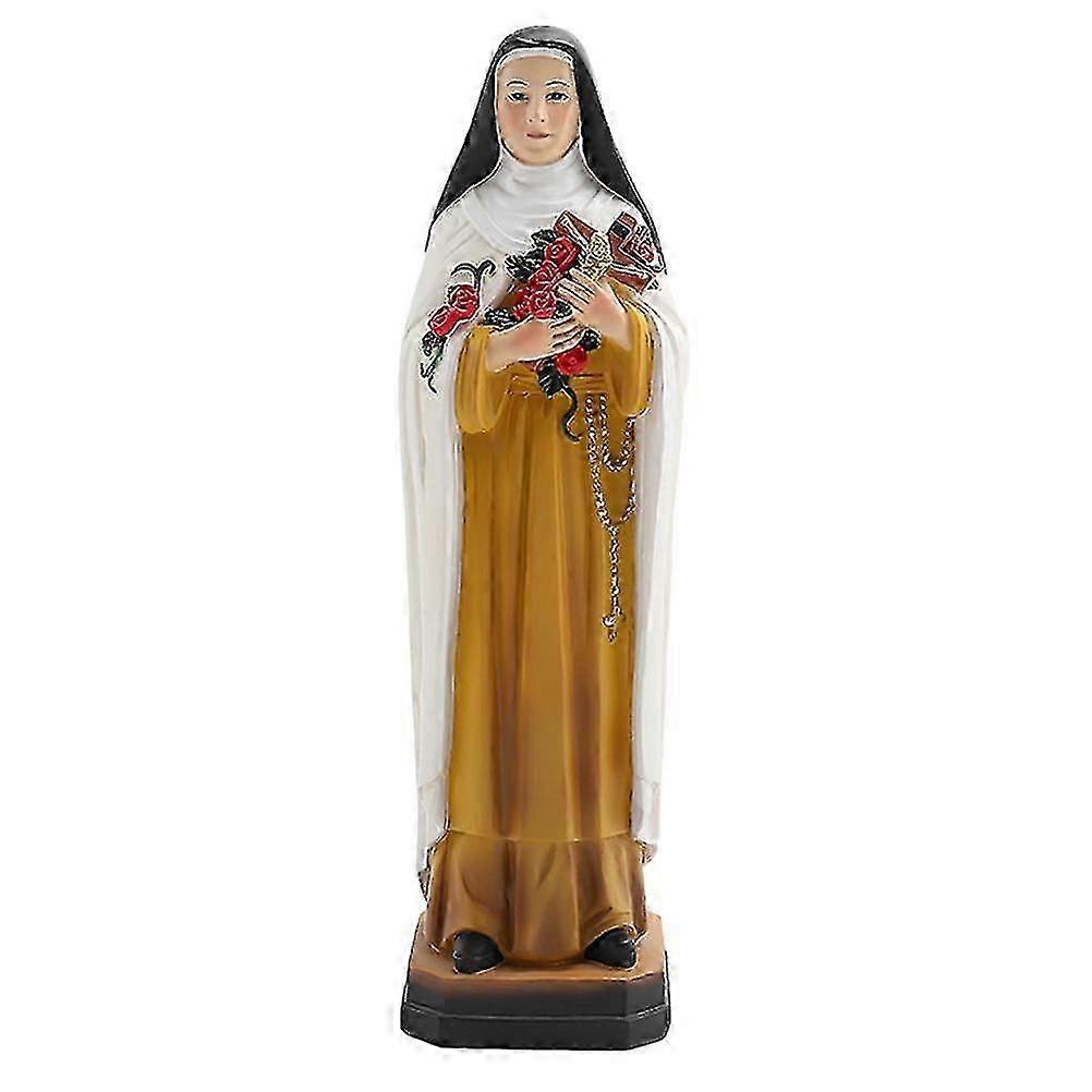 Nun and Flowers Statue Decor Resin Craft Desktop Adornment Simple Tabletop Decor
