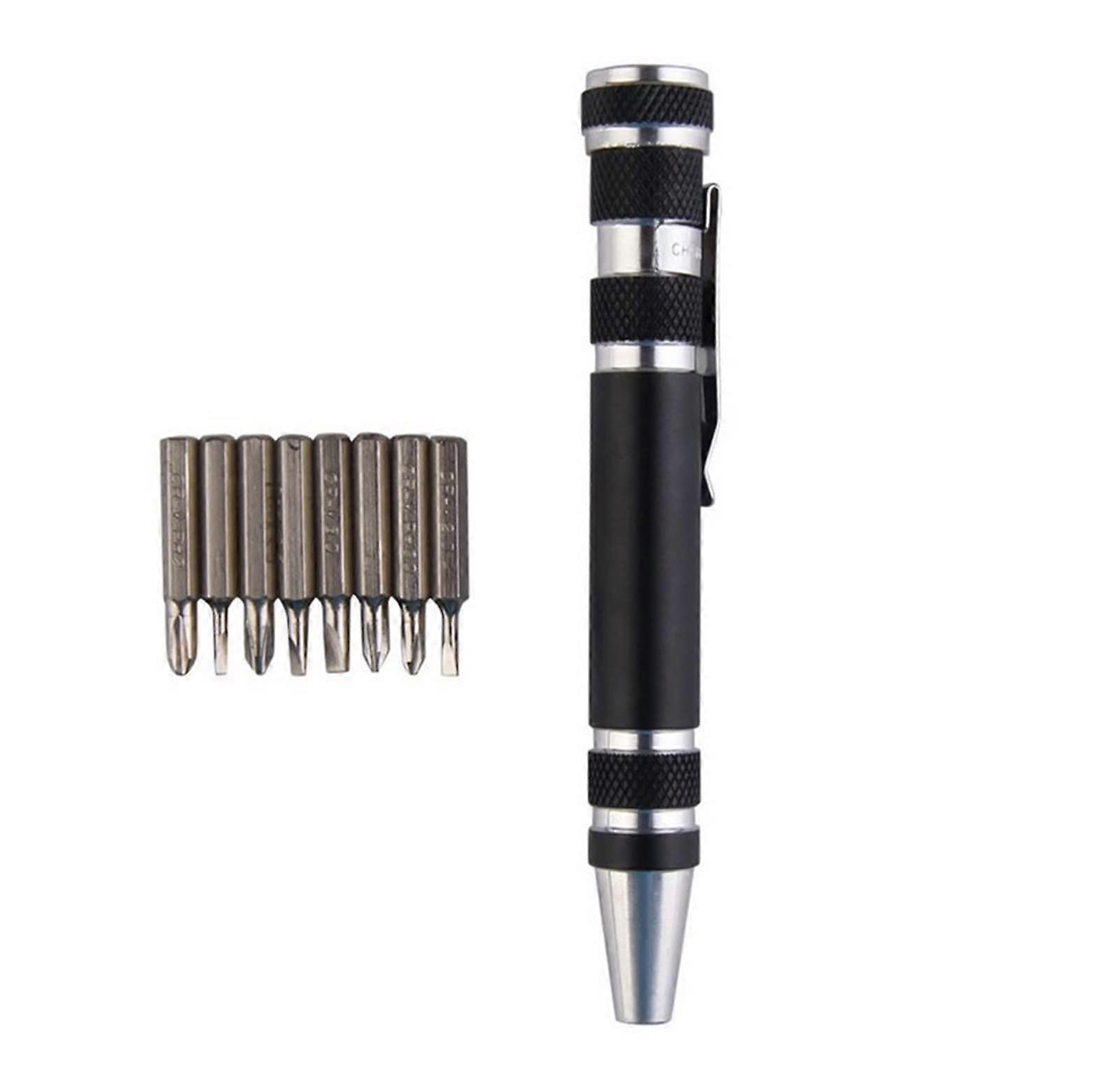 8 in 1 Precision Screwdriver Set - Portable Aluminum Pen Style Tool for Phone Repair and Electronics Maintenance