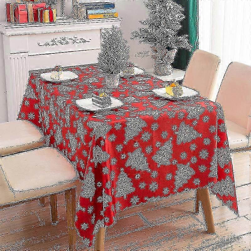 Rektangel juleduk juletre rød julepynt