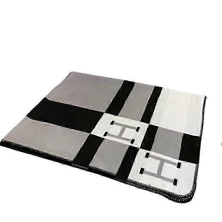 H letter color block plaid blended blanket air conditioning shawl warm and thickened