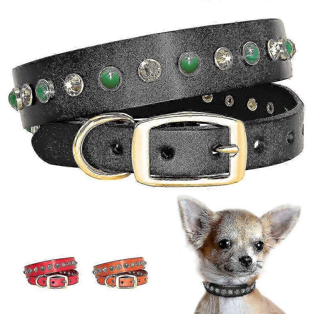Fashion Bling Dog Collar Soft Leather for Puppy Cat Pet Chihuahua