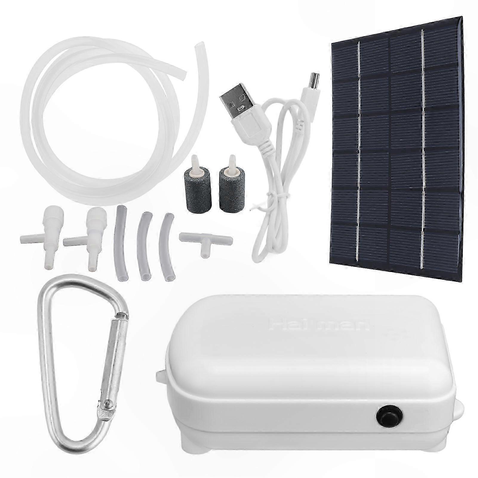 Aquarium Solar Oxygen Pump with 2000mAh Battery and Energy-Saving Design