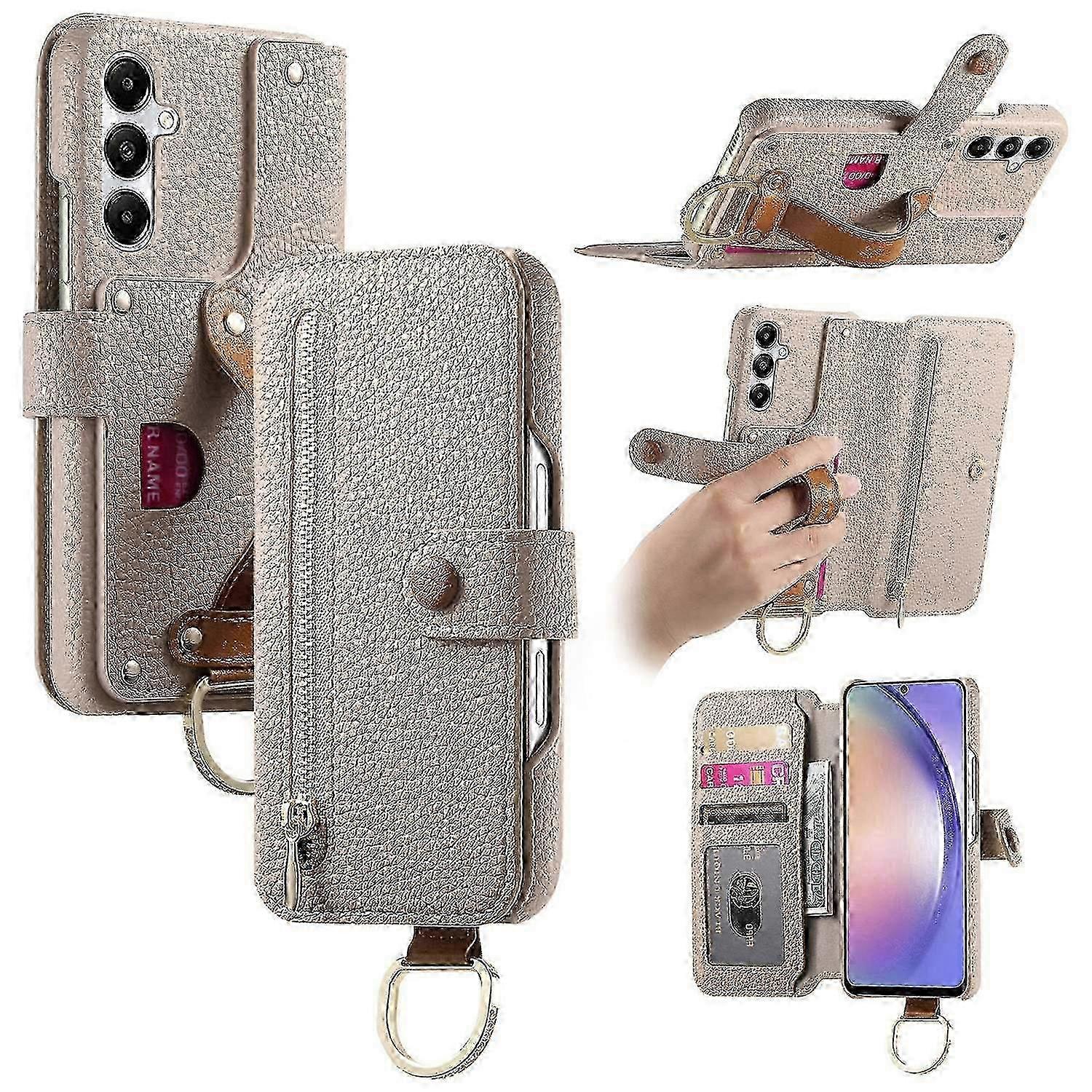 For Samsung Galaxy A55 5G Case RFID Blocking Zipper Wallet PU Leath...