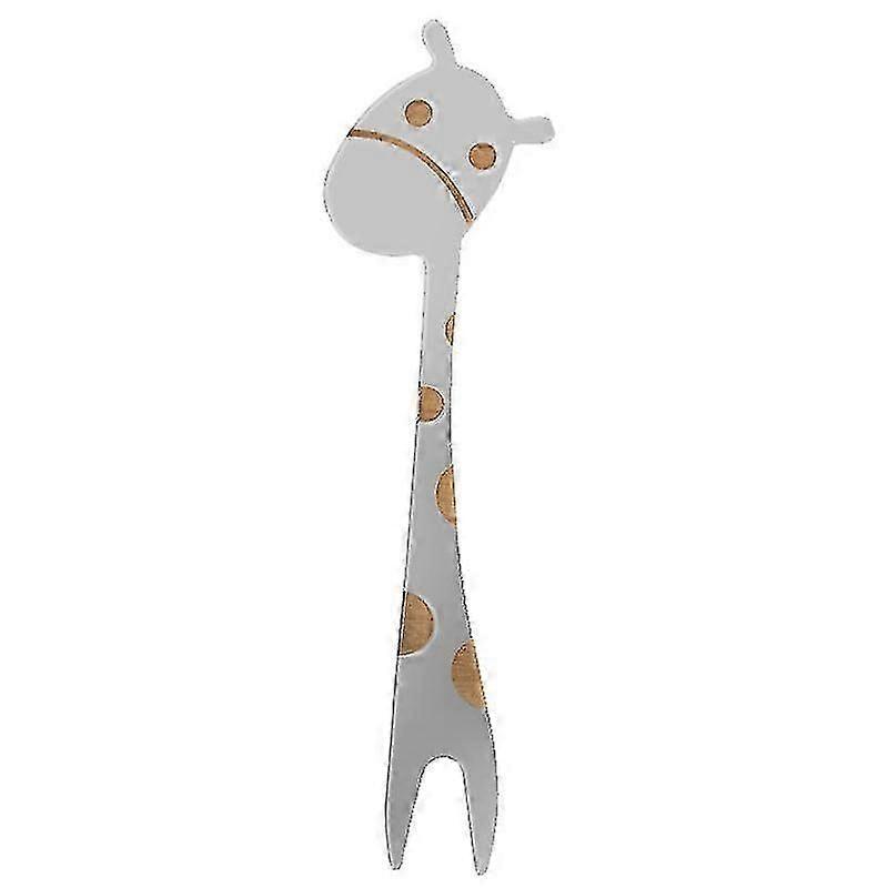 4pcs Dessert Fork With Cute Pattern Printing Stainless Steel Fruit Fork