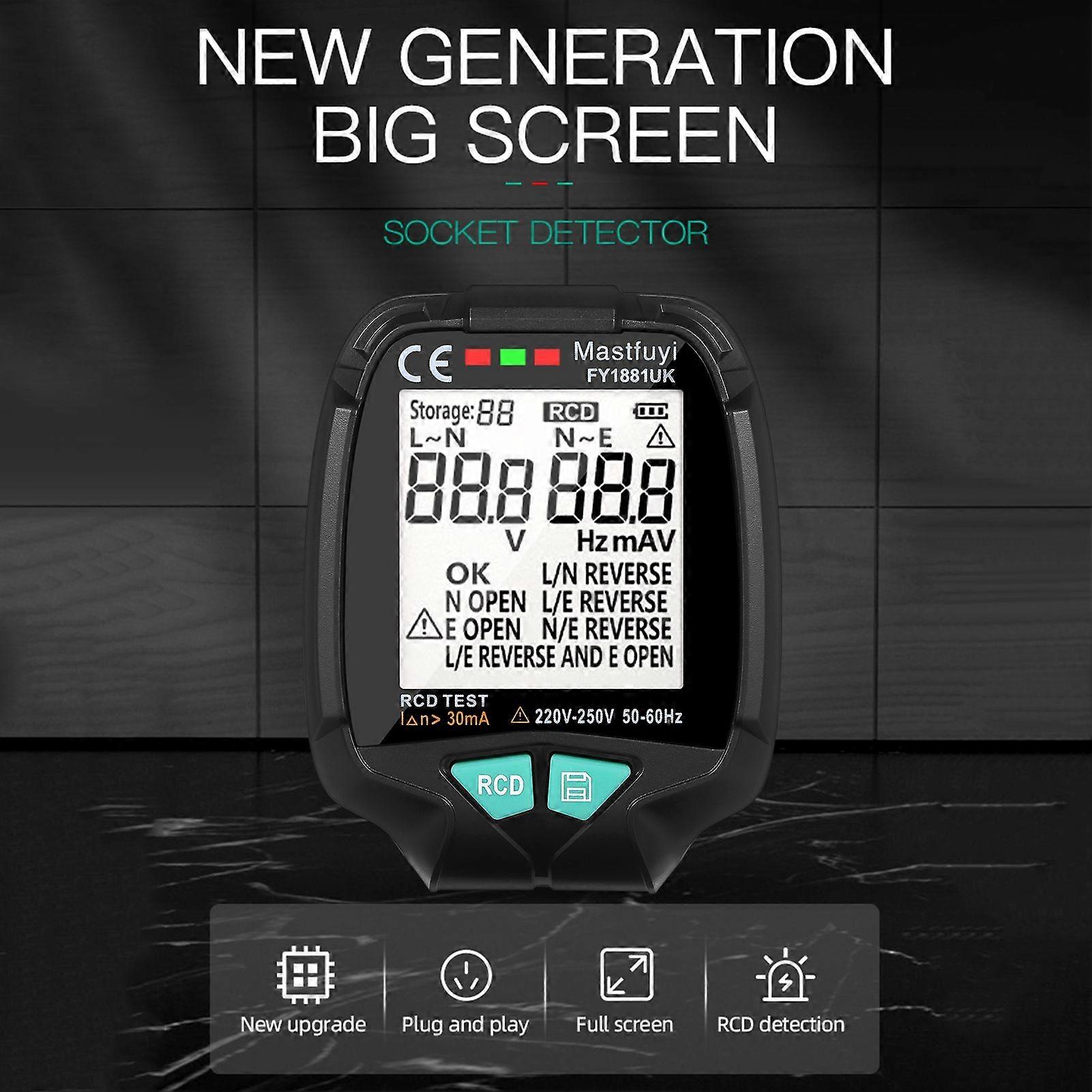 mastfuyi Multifunctional Socket Tester with Digital LCD Display  Electric Socket Detector Circuit Detector Electrician Electroscope RCD Tester Ground 