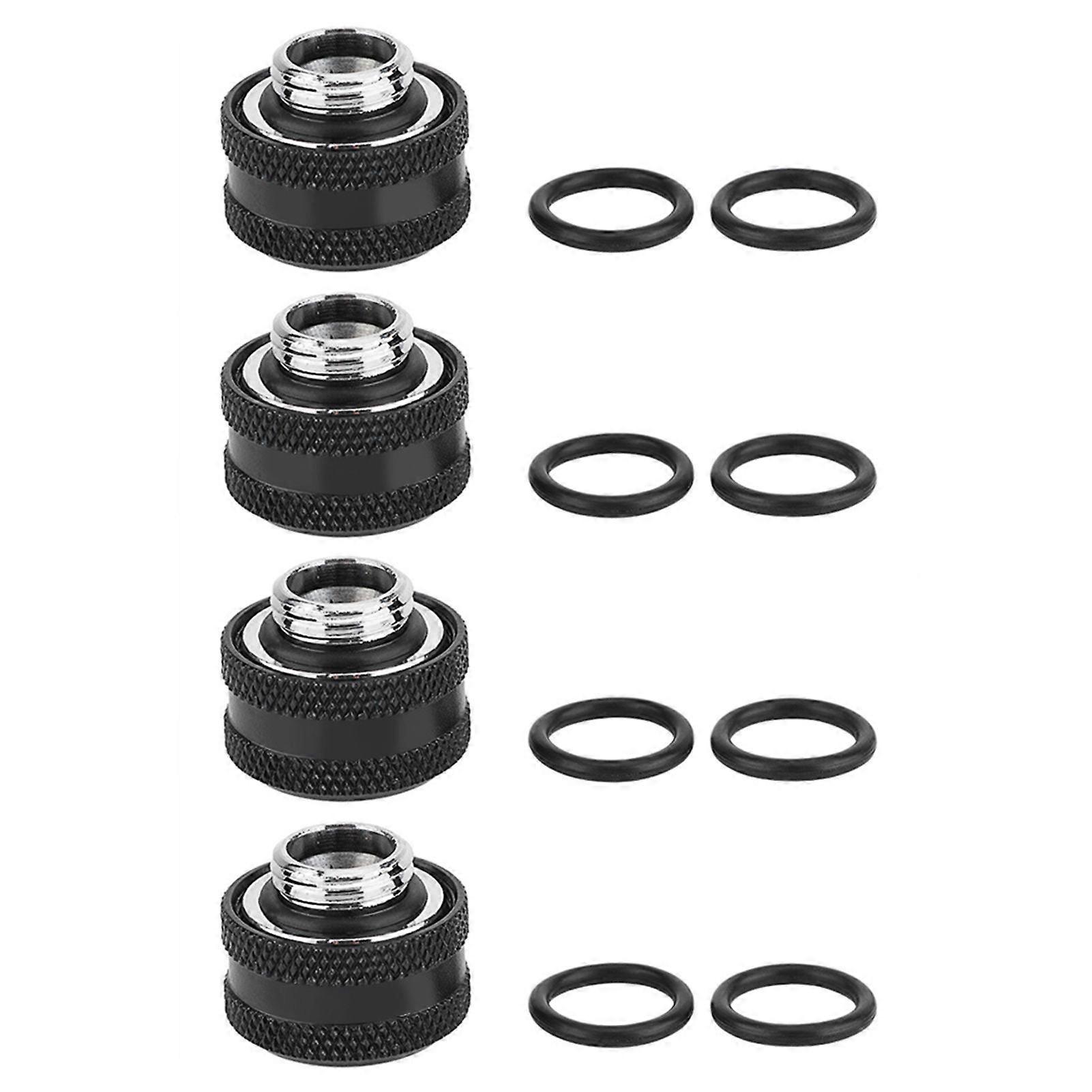 4 Pcs / Pack Water Cooling Compression Fitting for Rigid Acrylic Tube OD 16mm Black