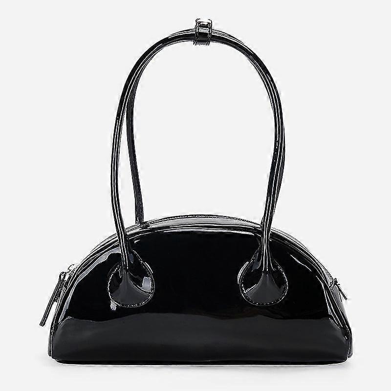 女性は財布ビンテージパテントレザーバゲットバッグを扱います