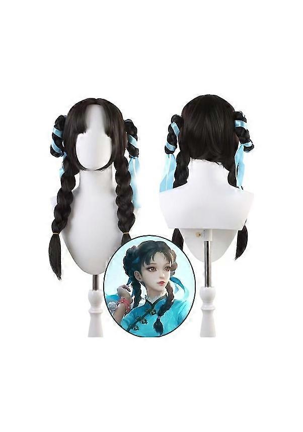 lav, peruk, flicka, stil, flätad peruk