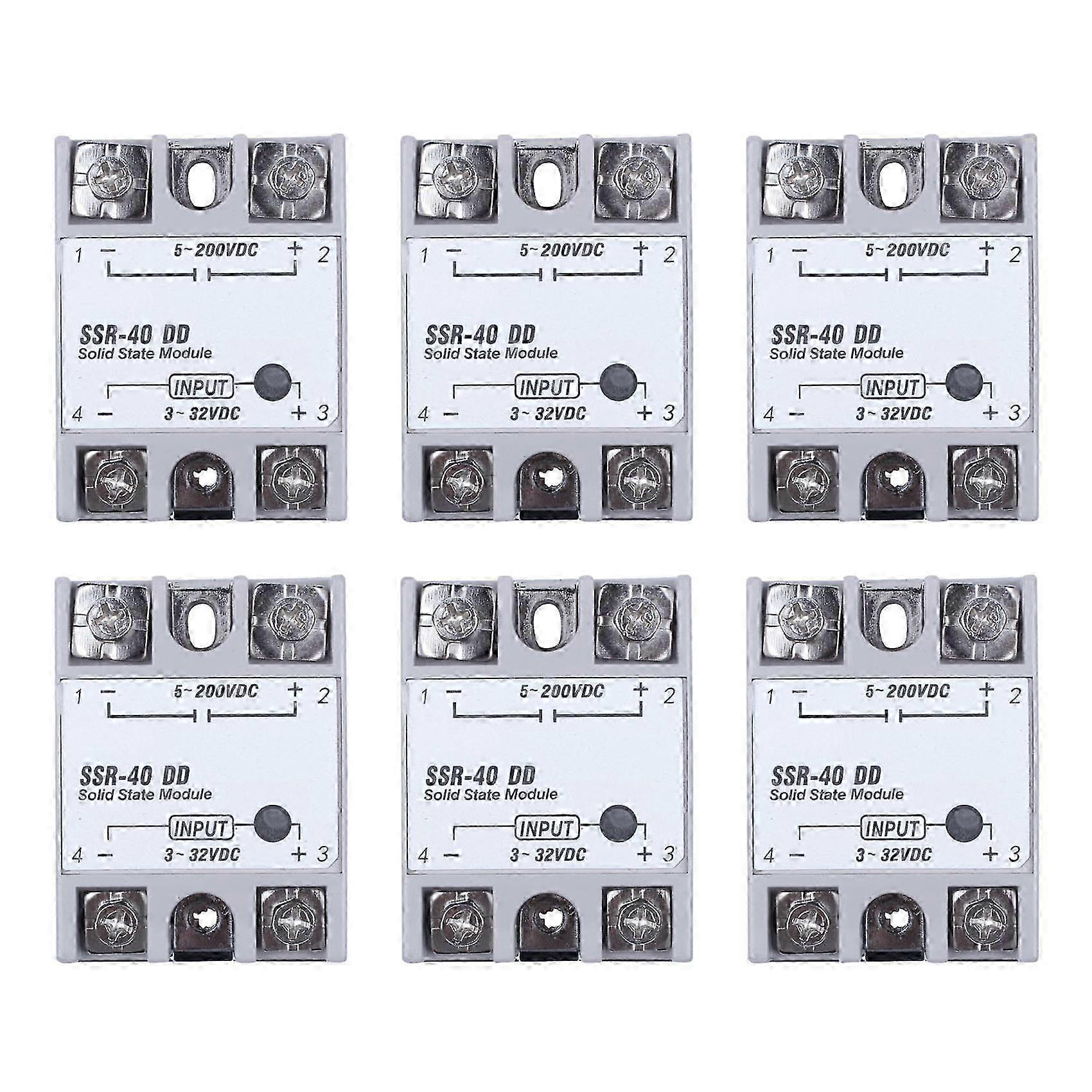 Solid State Relay Single Phase DC-DC SSR-40DD 40A in White and Silver for Heavy Duty Appliances