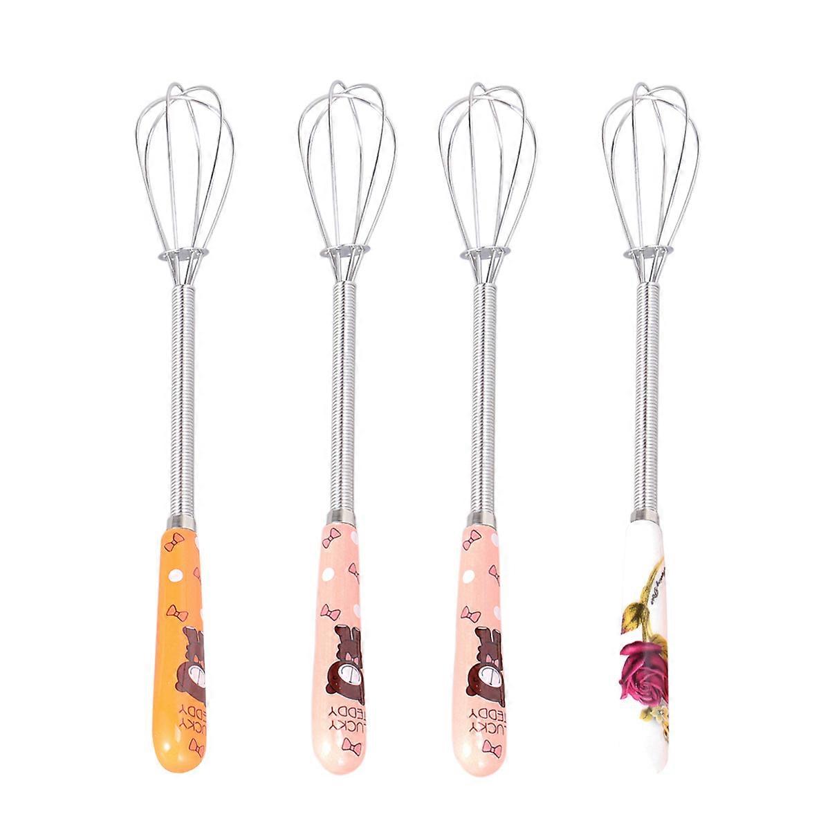 4Pcs Hand Mixer for Eggs Cartoon Handle Kitchen Tool Blending Mixing Cooking