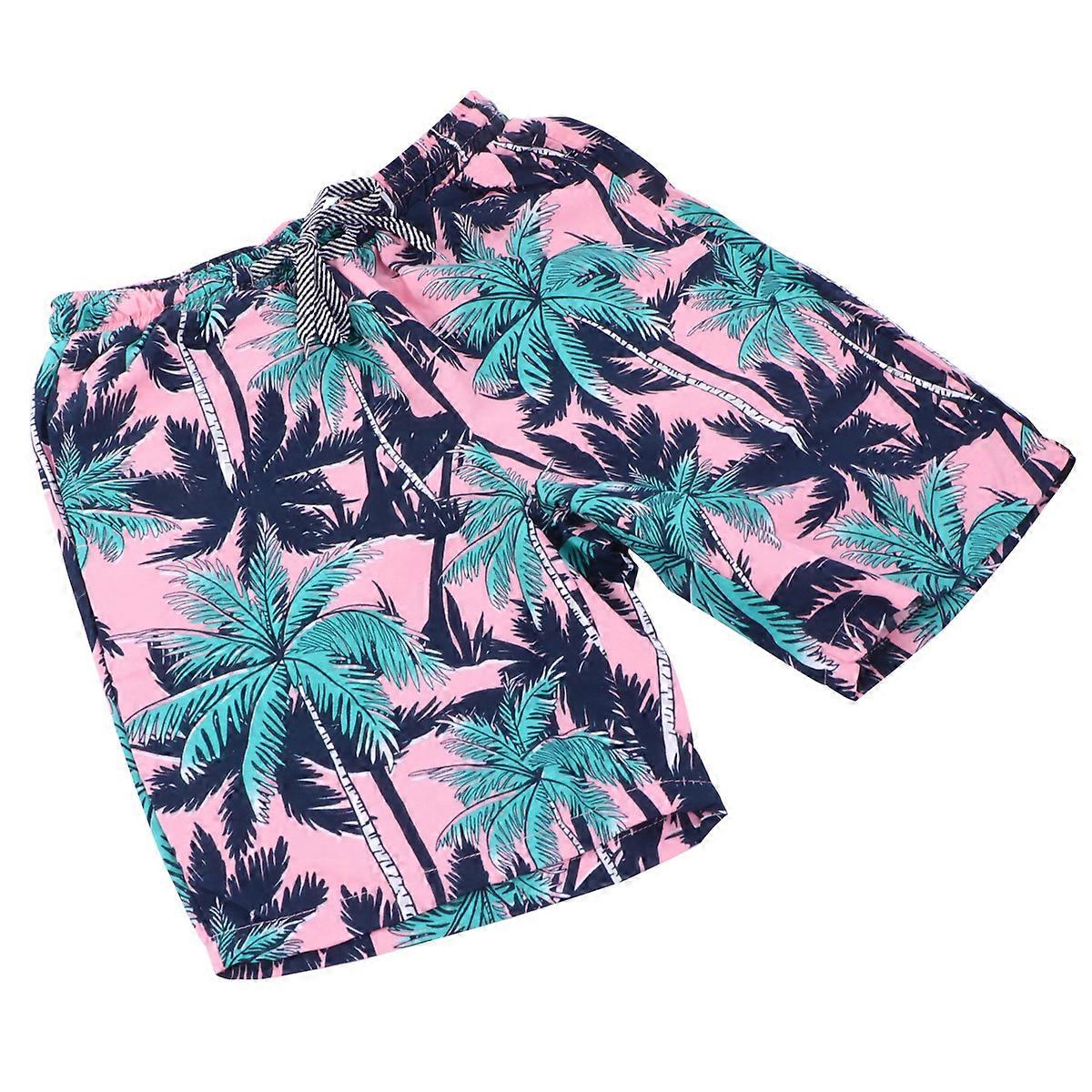 Men Short Pants Hawaiian Shorts Men Summer Exercise Activities Pink XXXL Elastic Lacing 1Set
