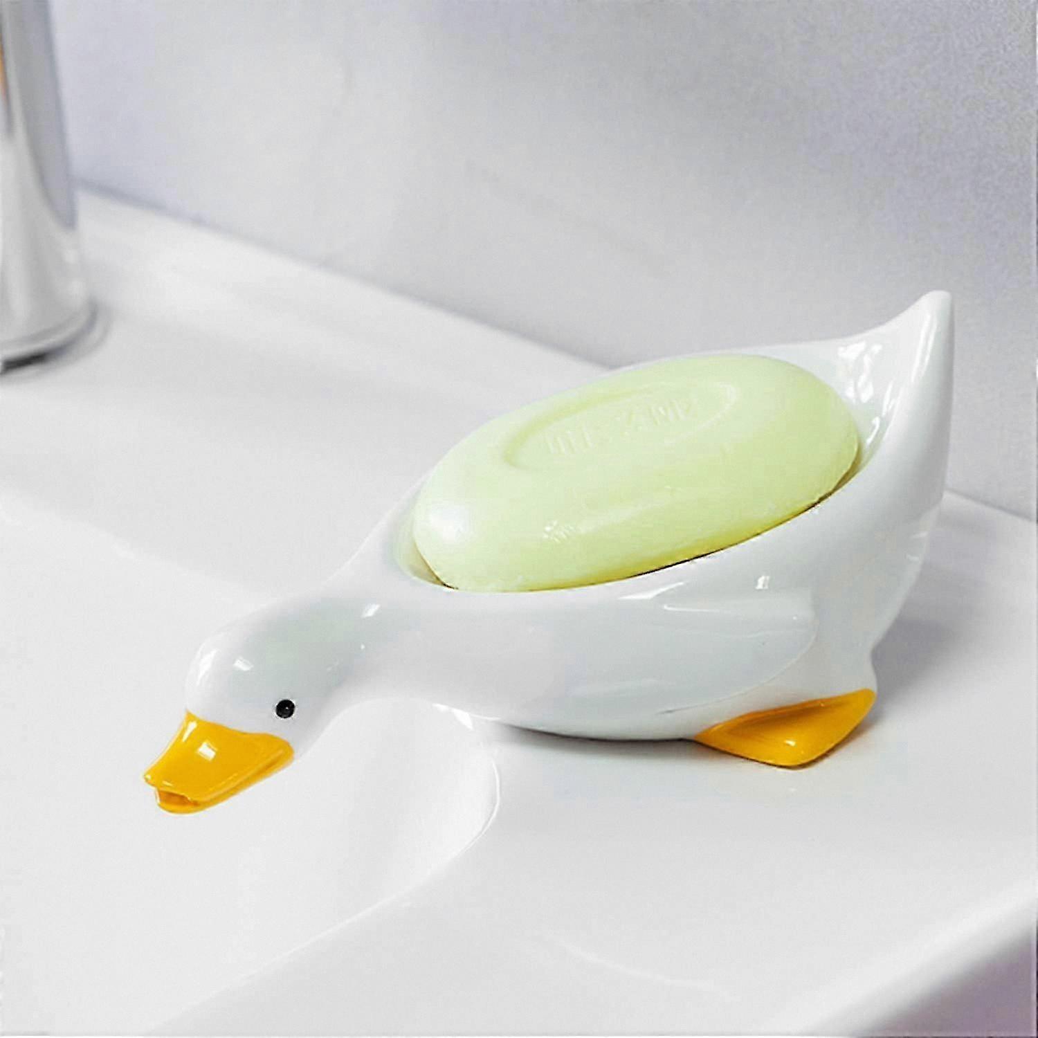 Self-Draining Ceramic Soap Dish for Bathroom, Kitchen, and Sink Use