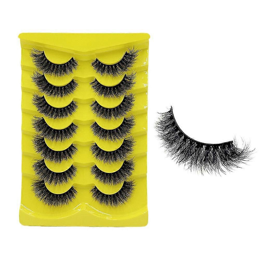 7Pairs Fluffy And Thick False Eyelashes 3D Winged End Eye Elongated Eyelashes