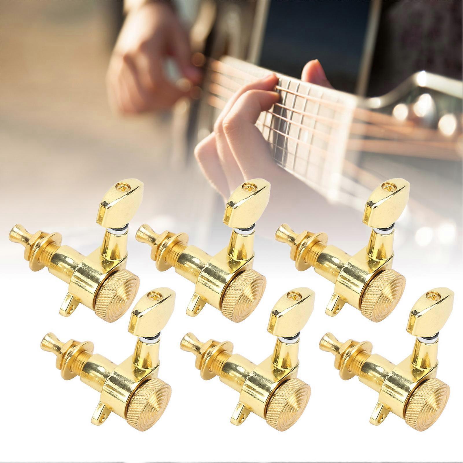 6Pcs Gold Locking Guitar Tuning Peg Set NHXF 17.5mm Handle