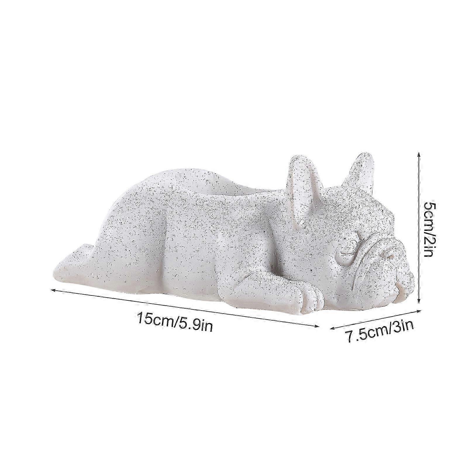 花盆人偶狗形桌面装饰品 12 x 7 x 5.5cm 坚固耐用的白色树脂花园家居装饰