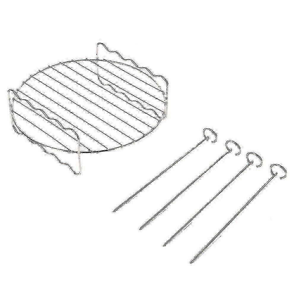 2025 Double Layer Stainless Steel BBQ Grill Rack with 4 Skewers - Versatile Accessory for Air Fryer HD9232 Cooking & Grilling
