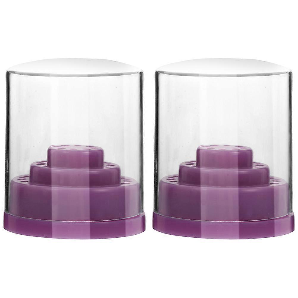 Drill Organizer Nail Drill Stand for Storage 2Pcs Purple PP Material