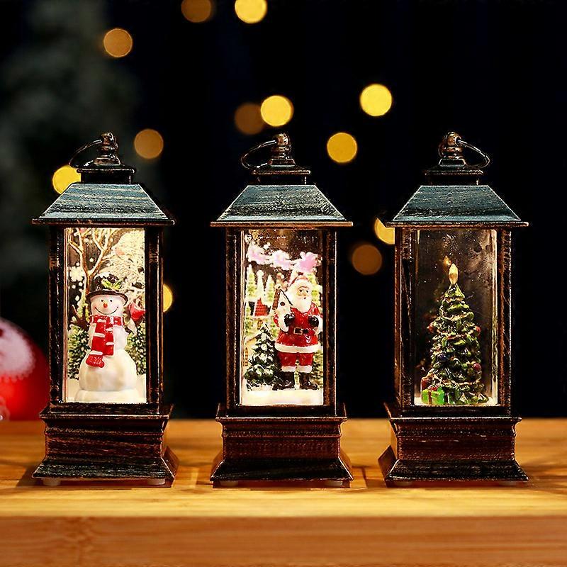 Christmas decorations Santa Claus luminous telephone booth small oil lamp Christmas wind lantern gift bar desktop ornaments
