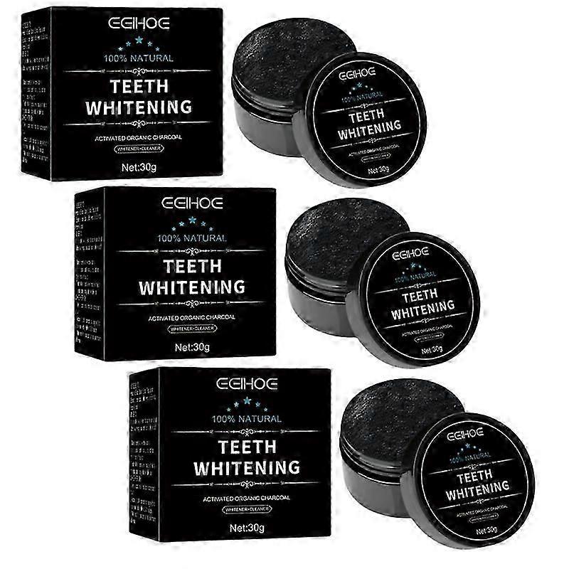 3-Pack Organic Charcoal Teeth Whitening - Gentle Formula for Sensitive Teeth