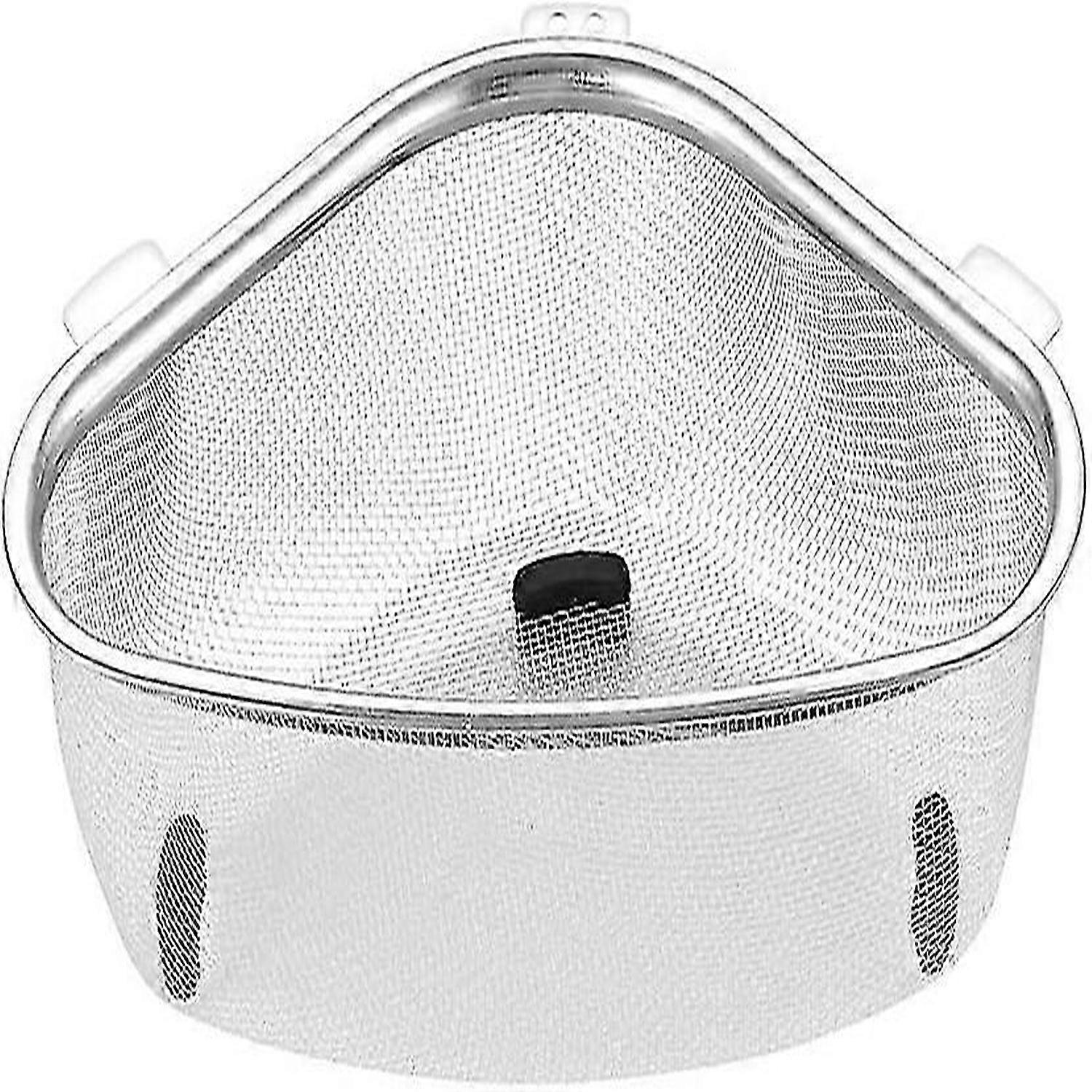 KINZON Metal Brackets Triangle Corner Strainer Triangular Sink Drain Shelf Corner Sink Strainer Basket Stainless Shelf