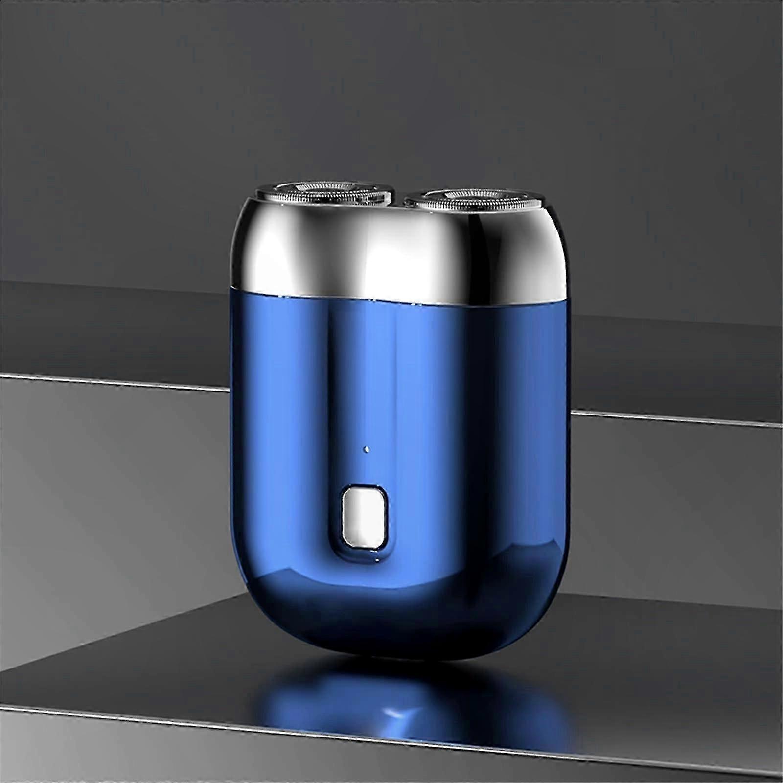 Rechargeable Waterproof Mini Dual Shaver with Double Turbo Spin Heads, Electric Blue
