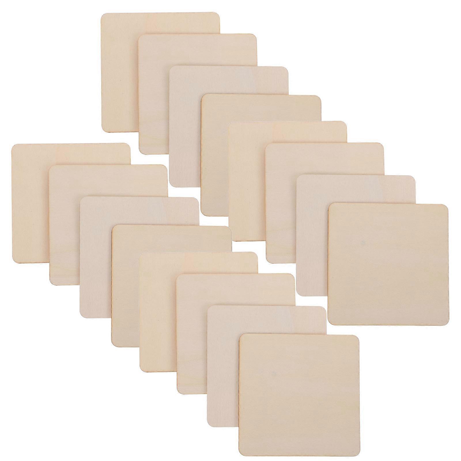Wood Carving Blanks for Crafting with 60Pcs Unfinished Wood Squares