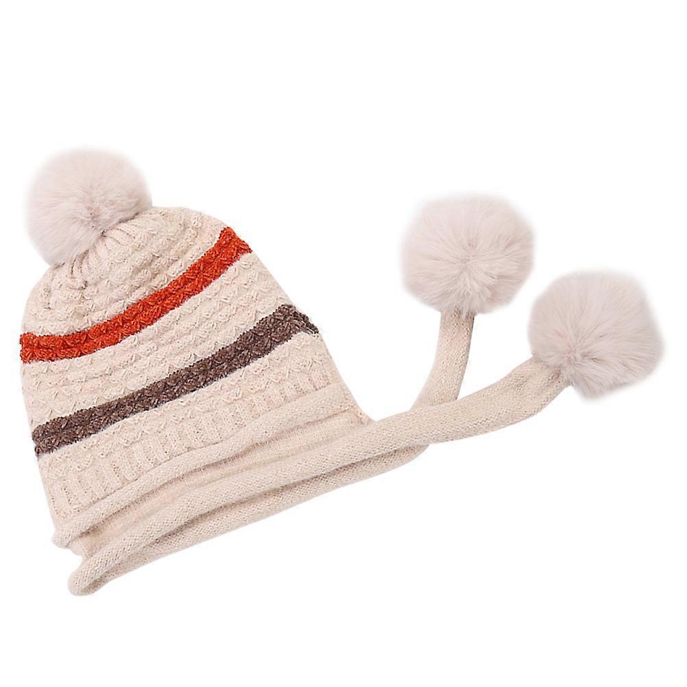 Knitted Wool Cap Warm Ski Hat for Women Winter Use