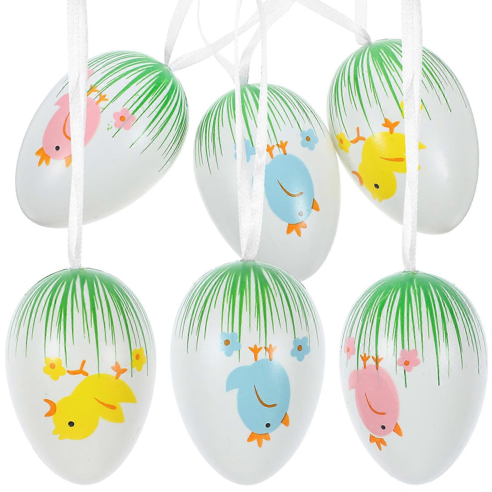 Egg Ornament Plastic Easter Hanging Ornaments for Decor 24Pcs Set