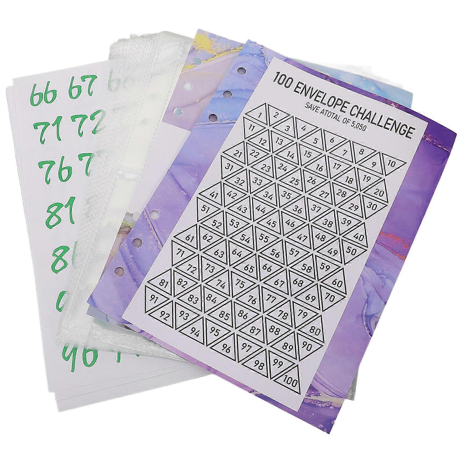 Money Binder Insert PVC Transparent Saving Binder Inserts 1Set