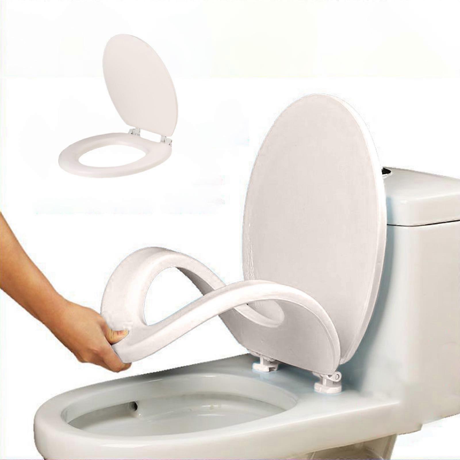 RRCSS Round Toilet Seat Soft Close, Quick Release & Attach, Never Loosen, Easy Install/Clean, Durable Plastic Compatible with Standard Toilets