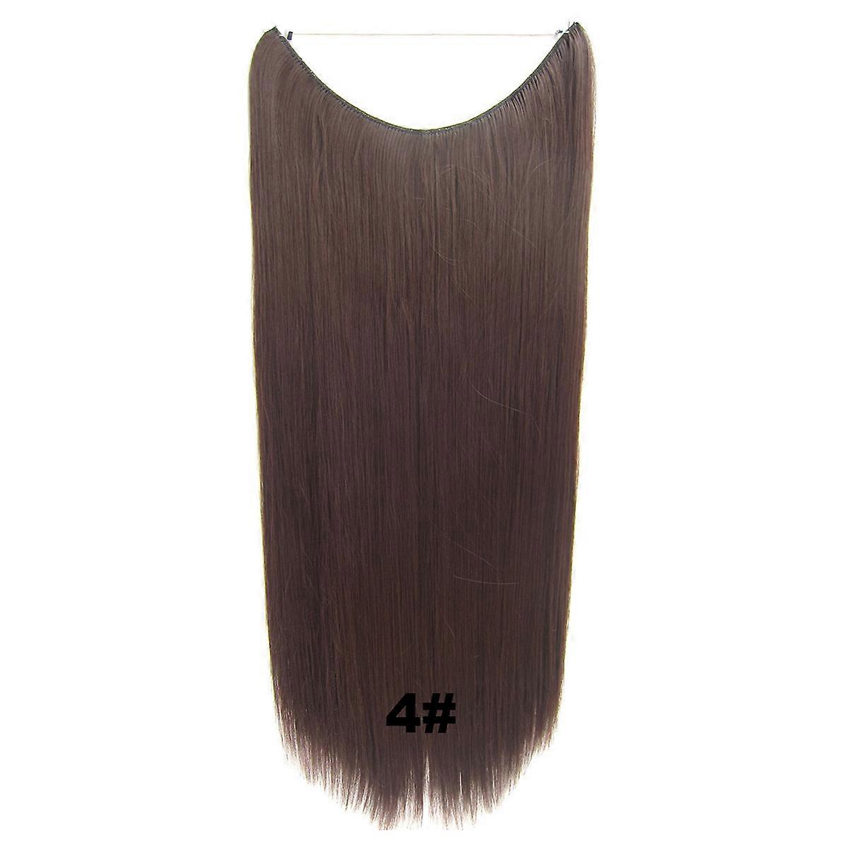 Fish Line Hair Extensions 2Pcs Long Straight One Piece Dark Brown Extensions For Women Reusable Adds Length And Confidence