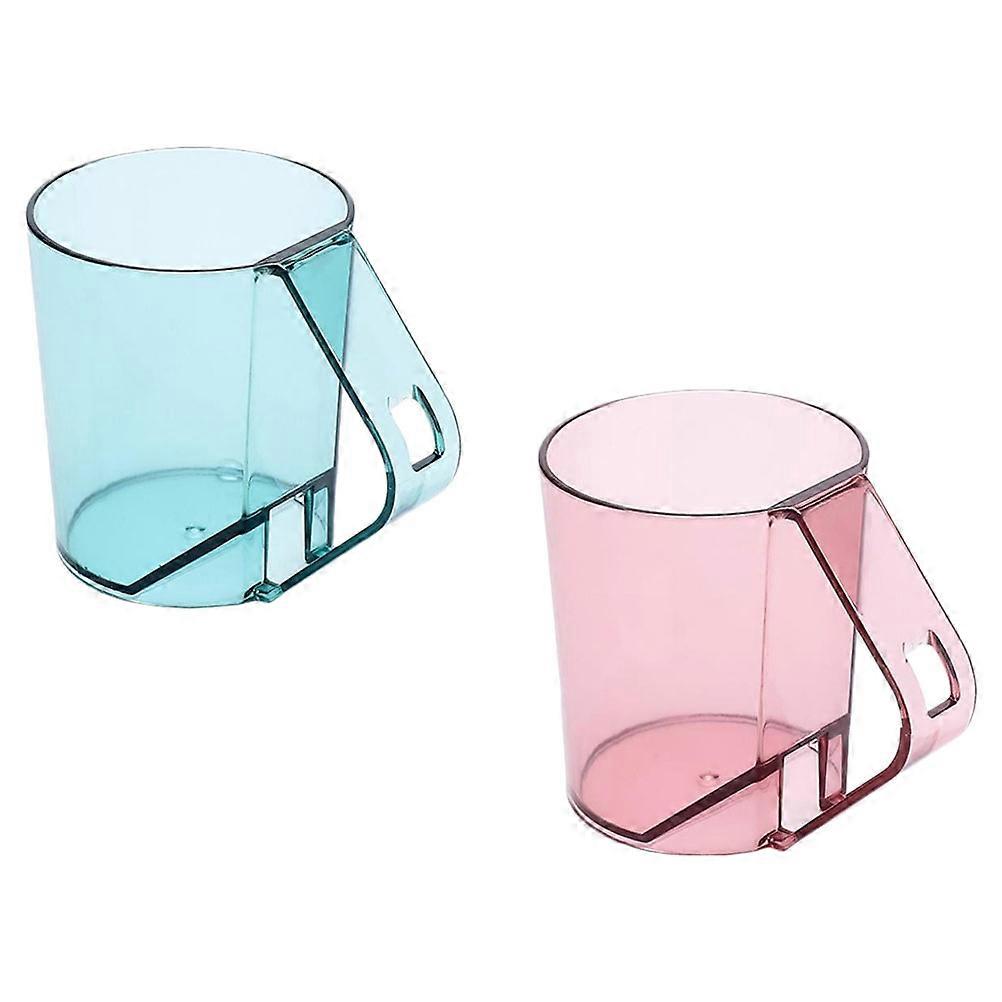 Kids Rinsing Cup For Brushing Teeth Plastic Material Toothbrush Cups Simple Shape Non-Slip Handle Home Washing 2Pcs