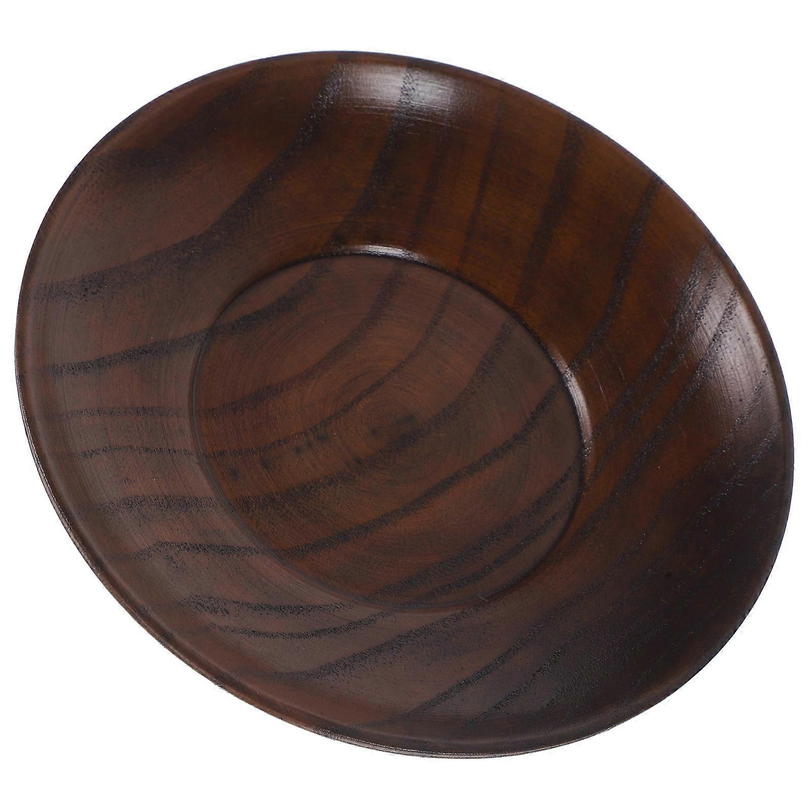 Rund træplade til servering af madopbevaring i brun farve