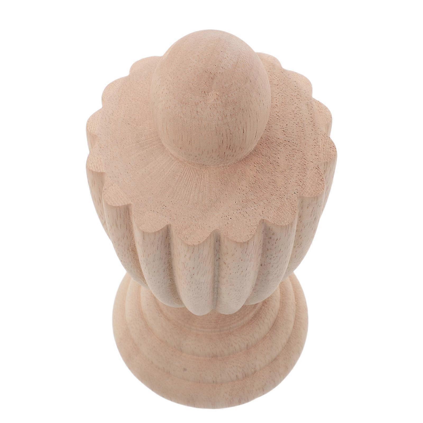 Decorative Wood Finials for Bed Posts 2Pcs Unfinished Staircase Topper
